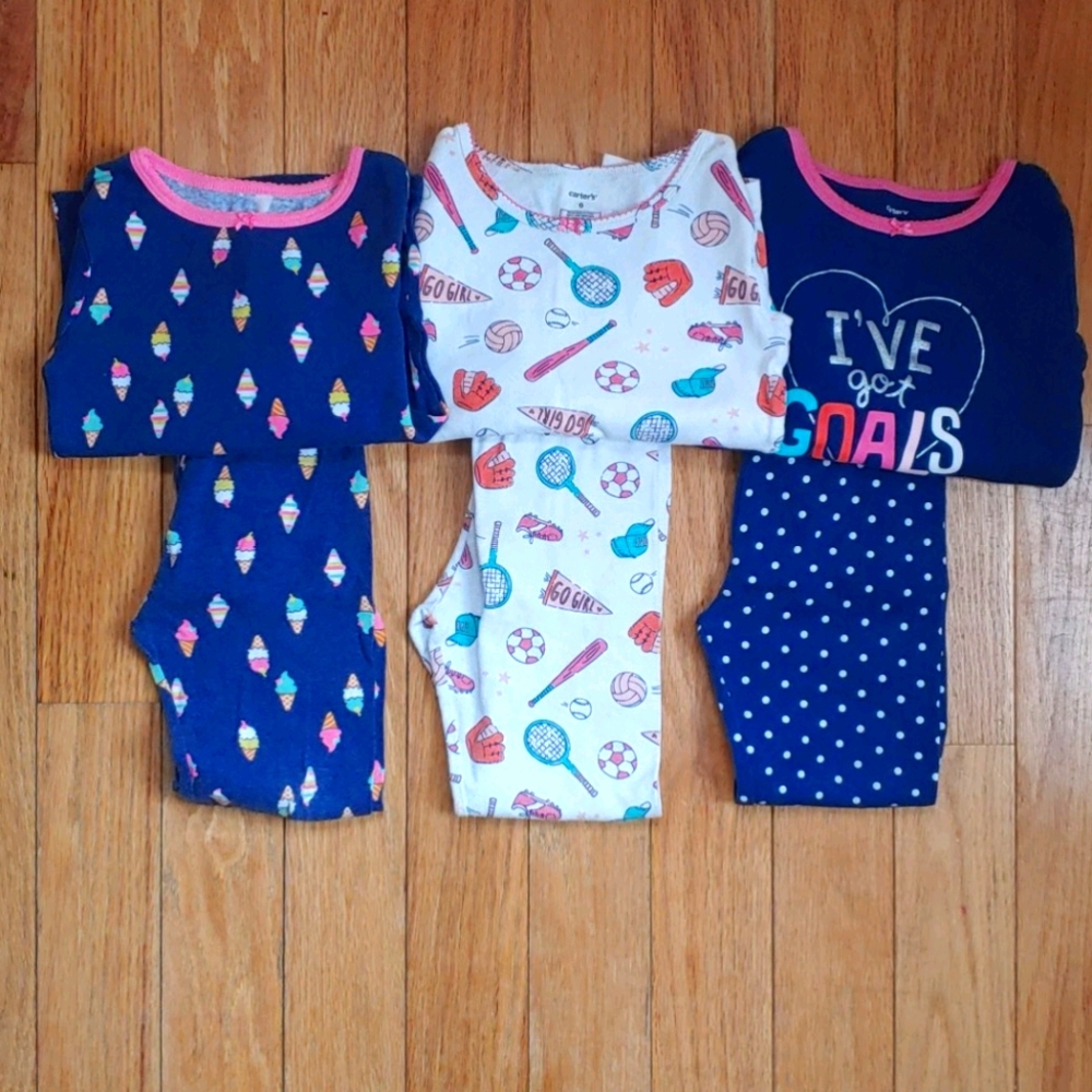 3 pairs of size 6 girls pajamas
